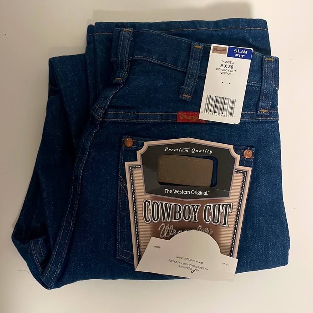 Wrangler nwt slim fit tapered leg denim cowboy cut 9x30